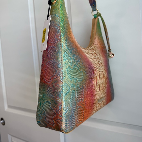 Brahmin Multi Abalone Tabitha Shoulder Bag Tri-Color Cobra Snake Embossed - Picture 5 of 9